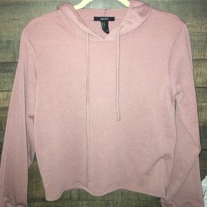 Ribbed texture knit hoodie
